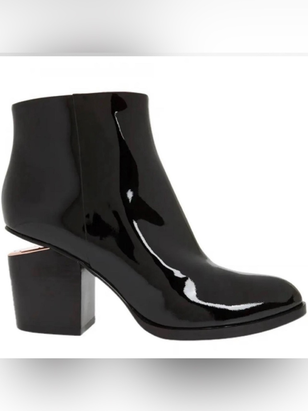 Alexander Wang Black Patent Block Heel Ankle Boots